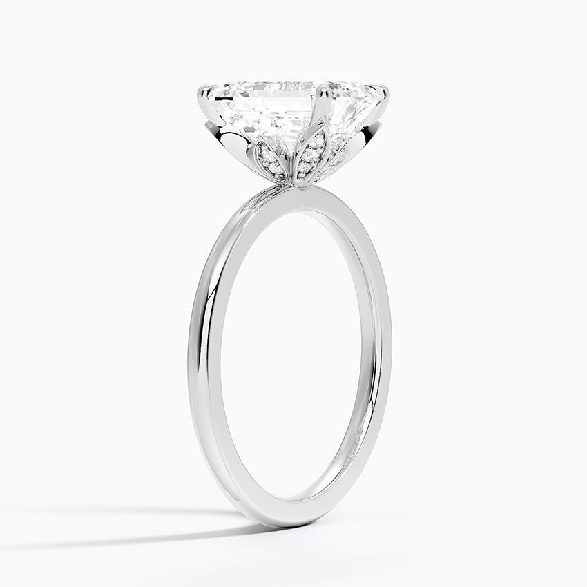 2.15 Karat Emerald Kesim Hidden Halo Tasarım Tektaş Laboratuvar Pırlanta Yüzük - Oslo
