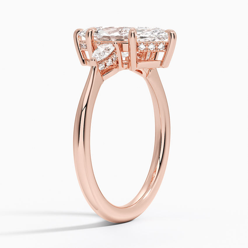 2.50 Karat Marquise Kesim Hidden Halo Tasarım Tektaş Laboratuvar Pırlanta Yüzük - Madrid