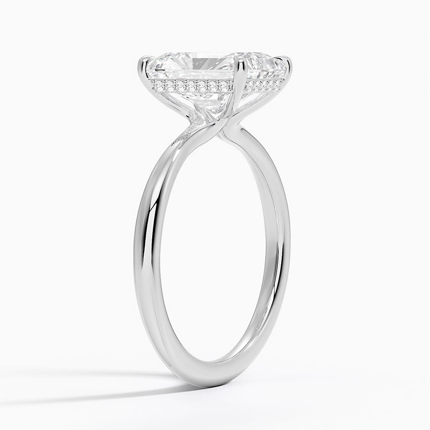 2.10 Karat Radiant Kesim Hidden Halo Tasarım Tektaş Laboratuvar Pırlanta Yüzük 18K - Alvora - Bold Diamonds