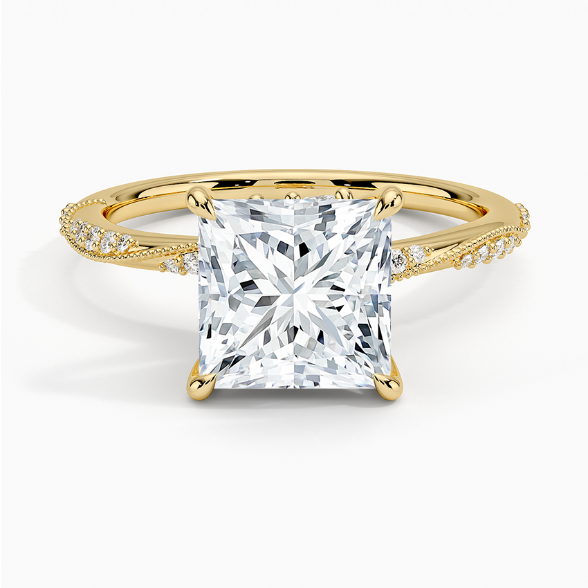 2.25 Karat Prenses Kesim Hidden Halo Tasarım Tektaş Laboratuvar Pırlanta Yüzük 18K - Melora - Bold Diamonds