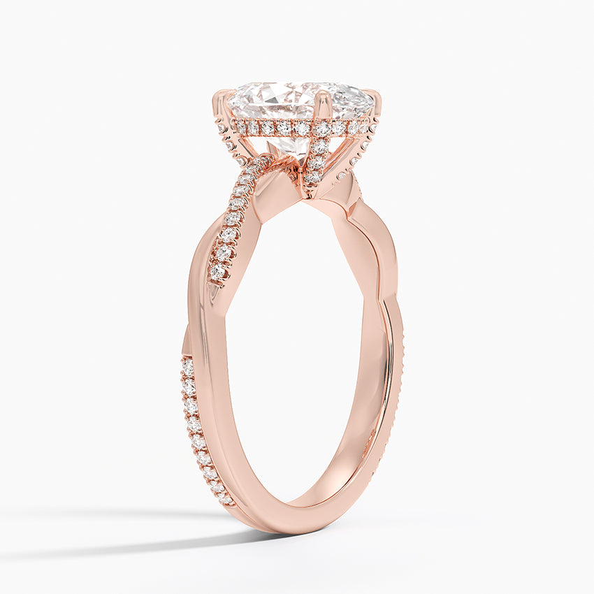 2.25 Karat Oval Kesim Hidden Halo Tasarım Tektaş Laboratuvar Pırlanta Yüzük 18K - Talora