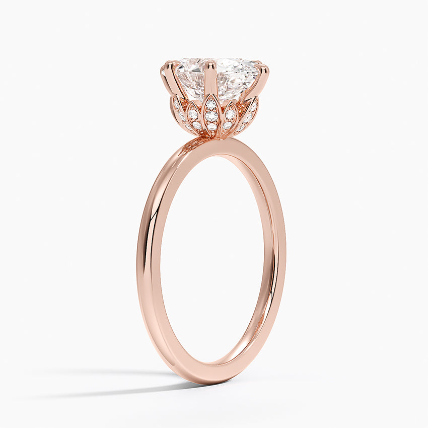 Altı Tırnak 2.15 Oval Kesim Hidden Halo Tasarım Tektaş Laboratuvar Pırlanta Yüzük 18K - Delora