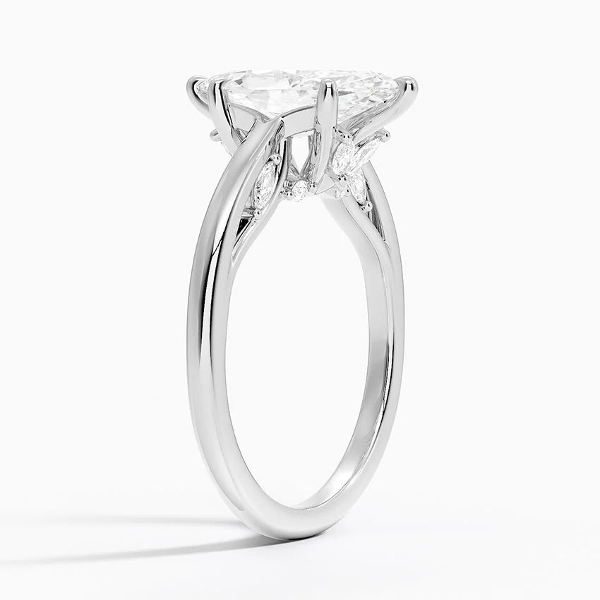 2.30 Karat Marquise Kesim Hidden Halo Tasarım Tektaş Laboratuvar Pırlanta Yüzük - Salzburg