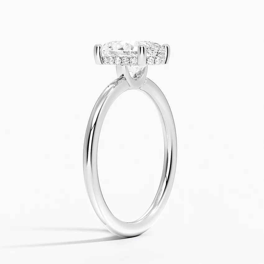 2.10 Karat Oval Kesim Hidden Halo Tasarım Tektaş Laboratuvar Pırlanta Yüzük - Lucerne
