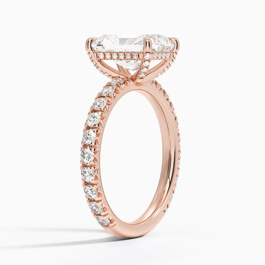 2.75 Karat Radiant Kesim Hidden Halo Tasarım Tektaş Laboratuvar Pırlanta Yüzük 18K - Selora - Bold Diamonds