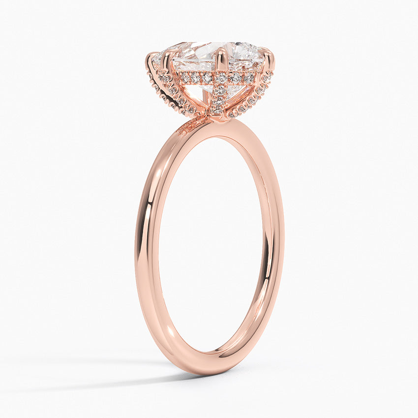 2.15 Karat Damla Kesim Hidden Halo Tasarım Tektaş Laboratuvar Pırlanta Yüzük - Gilora - Bold Diamonds