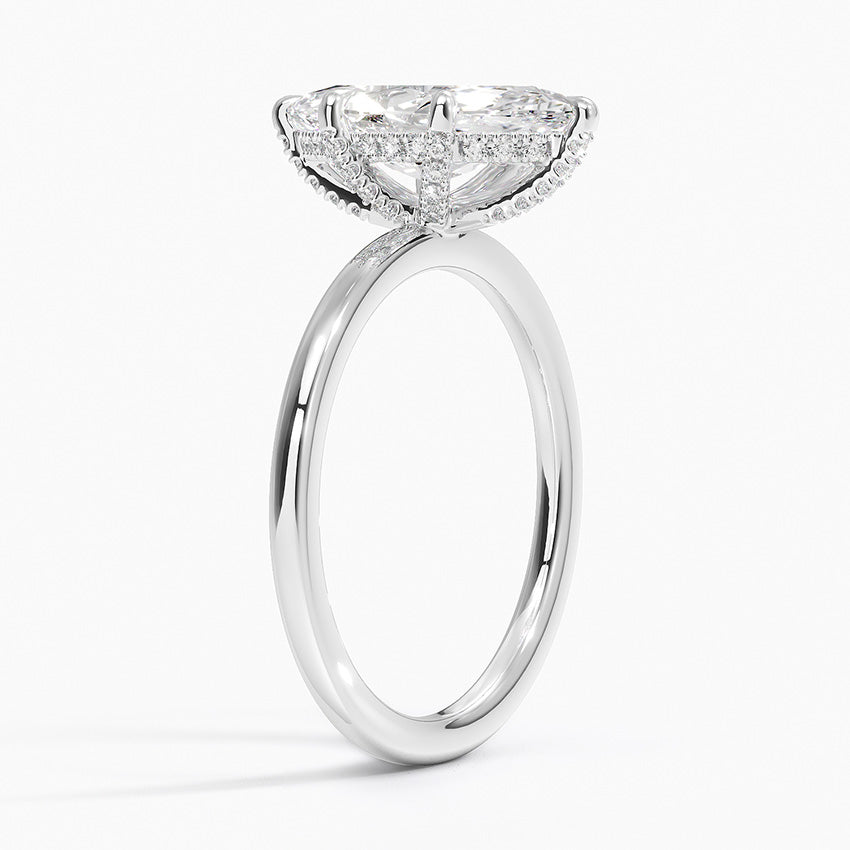 2.15 Karat Marquise Kesim Hidden Halo Tasarım Tektaş Laboratuvar Pırlanta Yüzük - Gilora - Bold Diamonds