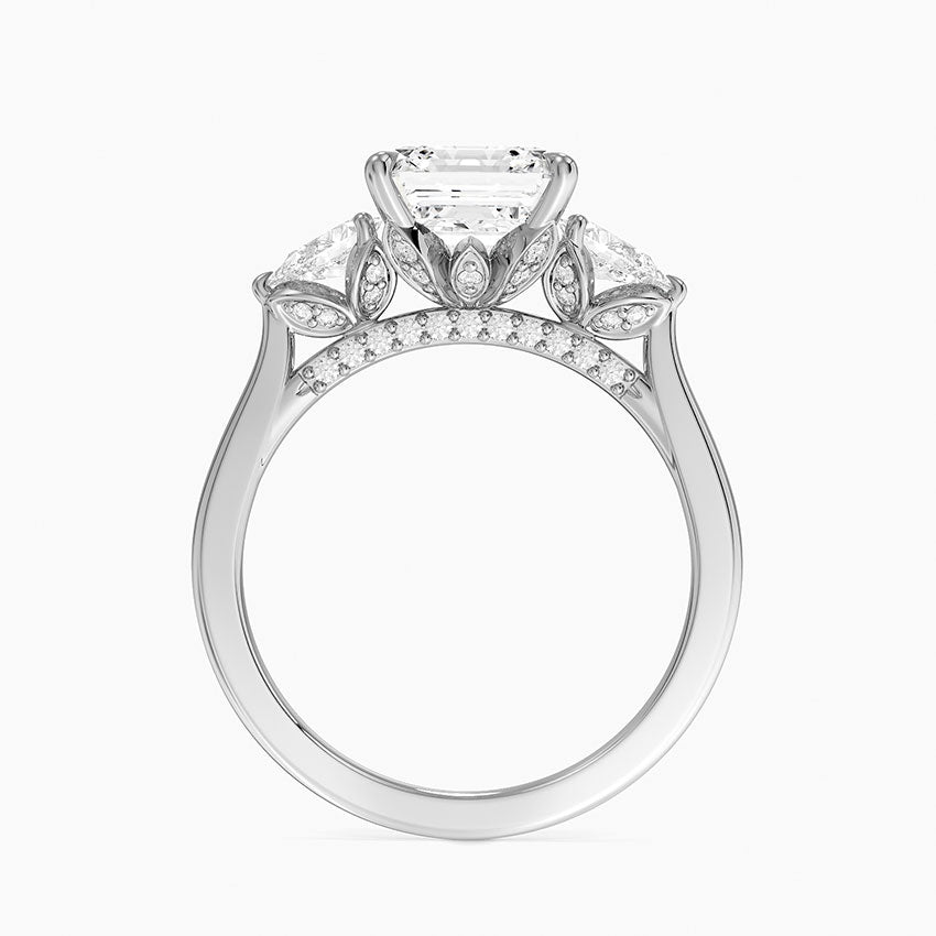 2.75 Karat Asscher Kesim Hidden Halo Tasarım Tektaş Laboratuvar Pırlanta Yüzük 18K - Calora