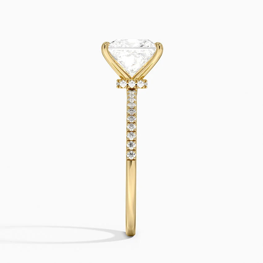 2.25 Karat Prenses Kesim Hidden Halo Tasarım Tektaş Laboratuvar Pırlanta Yüzük - Filora - Bold Diamonds