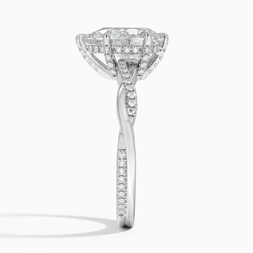 2.25 Karat Damla Kesim Hidden Halo Tasarım Tektaş Laboratuvar Pırlanta Yüzük 18K - Talora