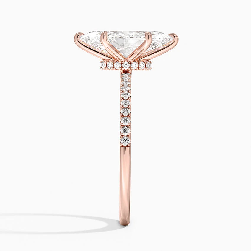 2.25 Karat Marquise Kesim Hidden Halo Tasarım Tektaş Laboratuvar Pırlanta Yüzük - Filora - Bold Diamonds
