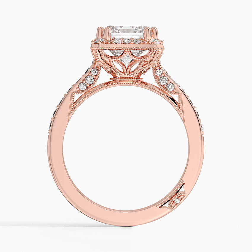 2.50 Emerald Kesim Halo Tasarım Tektaş Laboratuvar Pırlanta Yüzük 18K - Tilara