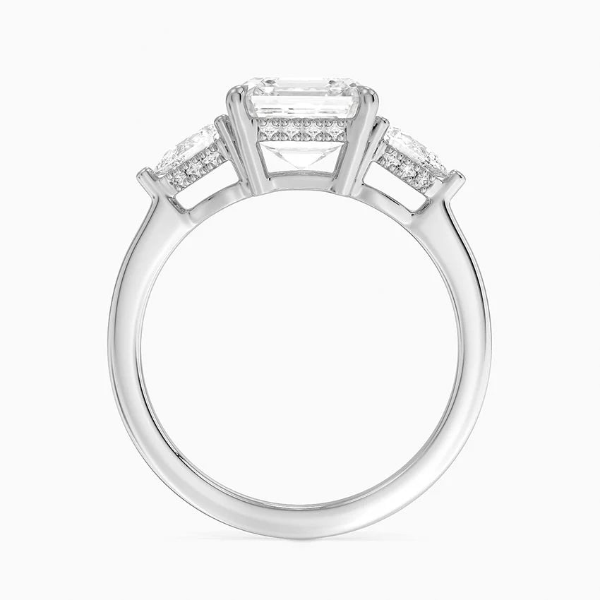 2.50 Asscher Kesim Hidden Halo Tasarım Tektaş Laboratuvar Pırlanta Yüzük - Nilora