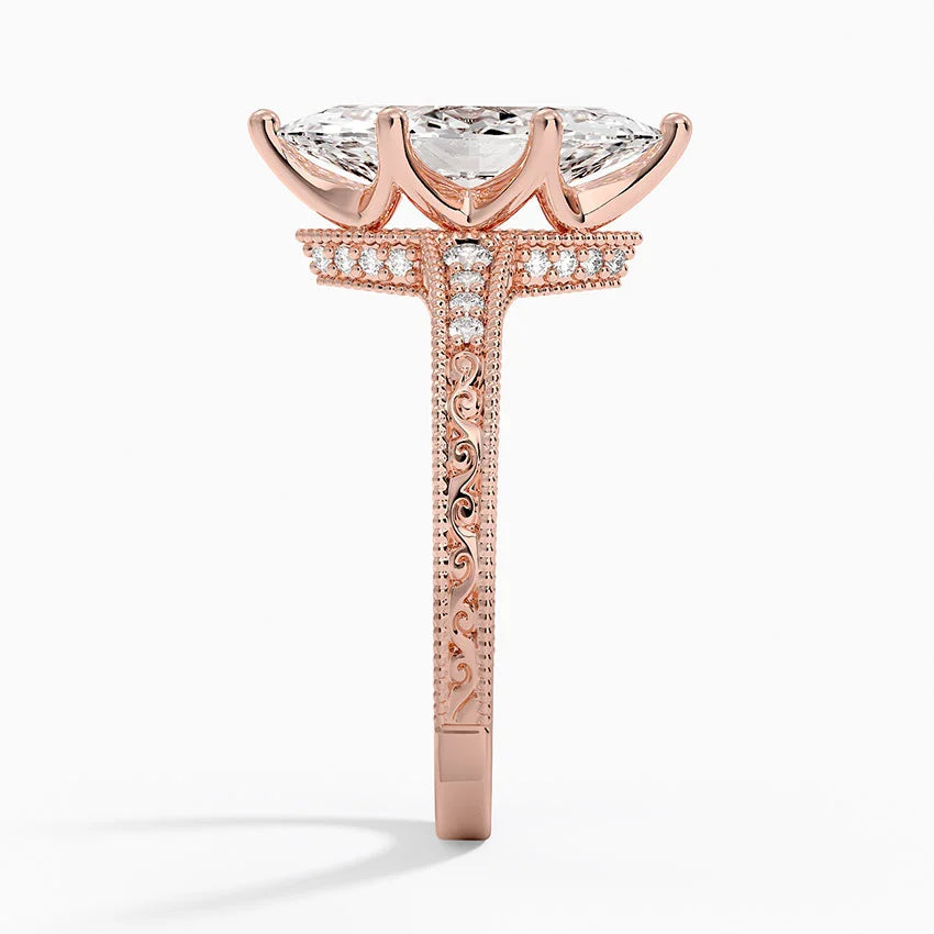 2.15 Marquise Kesim Hidden Halo Tasarım Tektaş Laboratuvar Pırlanta Yüzük - Silora