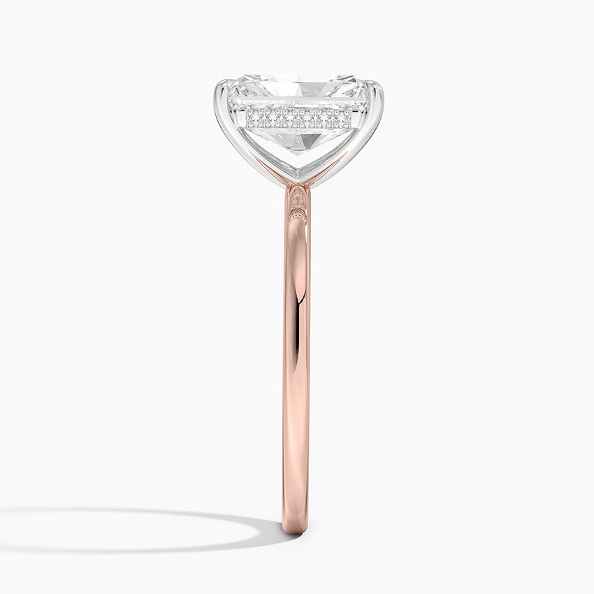 2.10 Karat Radiant Kesim Hidden Halo Tasarım Tektaş Laboratuvar Pırlanta Yüzük 18K - Elora - Bold Diamonds