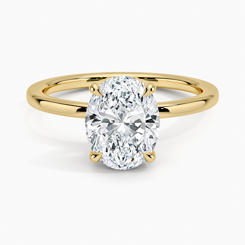 2.15 Karat Oval Kesim Hidden Halo Tasarım Tektaş Laboratuvar Pırlanta Yüzük - Gilora - Bold Diamonds