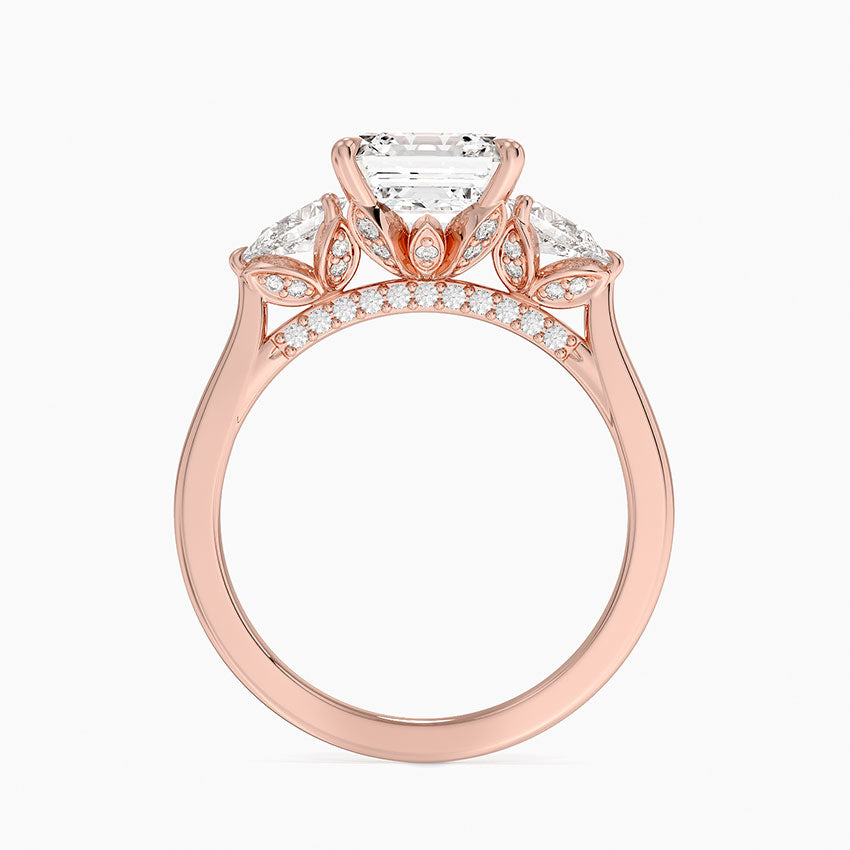 2.75 Karat Asscher Kesim Hidden Halo Tasarım Tektaş Laboratuvar Pırlanta Yüzük 18K - Calora