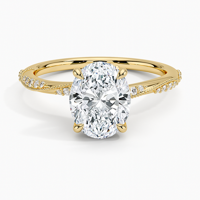 2.25 Karat Oval Kesim Hidden Halo Tasarım Tektaş Laboratuvar Pırlanta Yüzük 18K - Melora