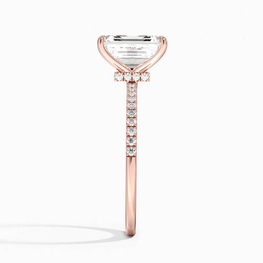 2.25 Karat Emerald Kesim Hidden Halo Tasarım Tektaş Laboratuvar Pırlanta Yüzük - Filora - Bold Diamonds