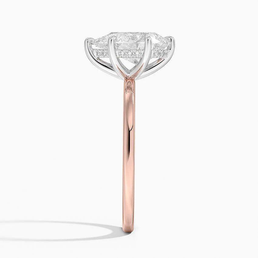 2.10 Karat Damla Kesim Hidden Halo Tasarım Tektaş Laboratuvar Pırlanta Yüzük 18K - Elora - Bold Diamonds