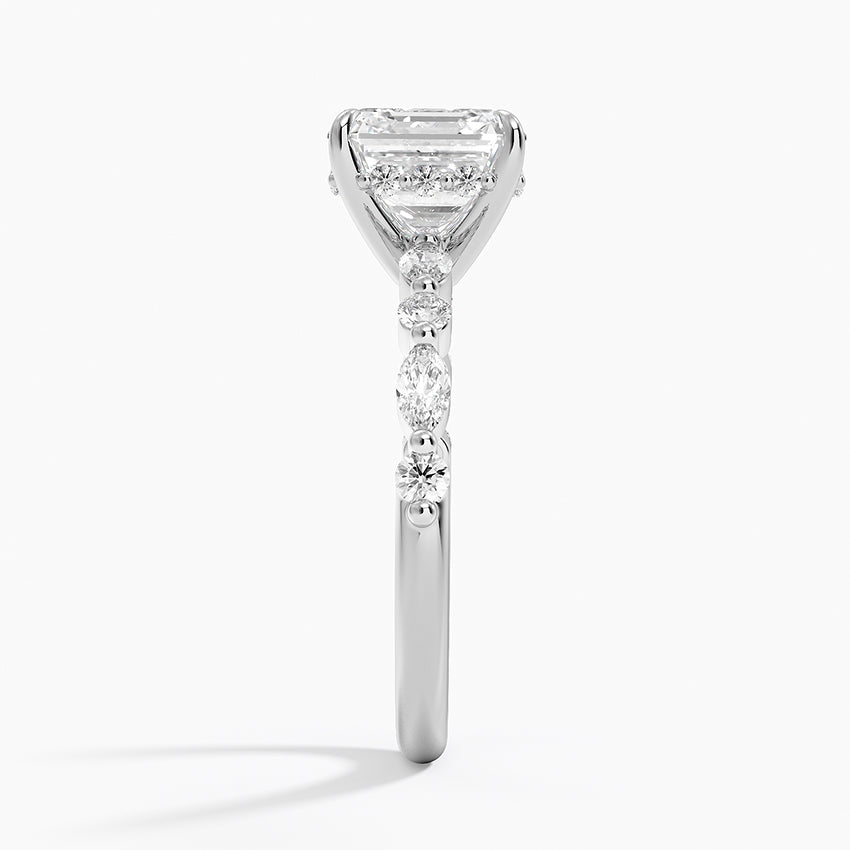 2.50 Karat Asscher Kesim Hidden Halo Tasarım Tektaş Laboratuvar Pırlanta Yüzük - Tokyo - Bold Diamonds