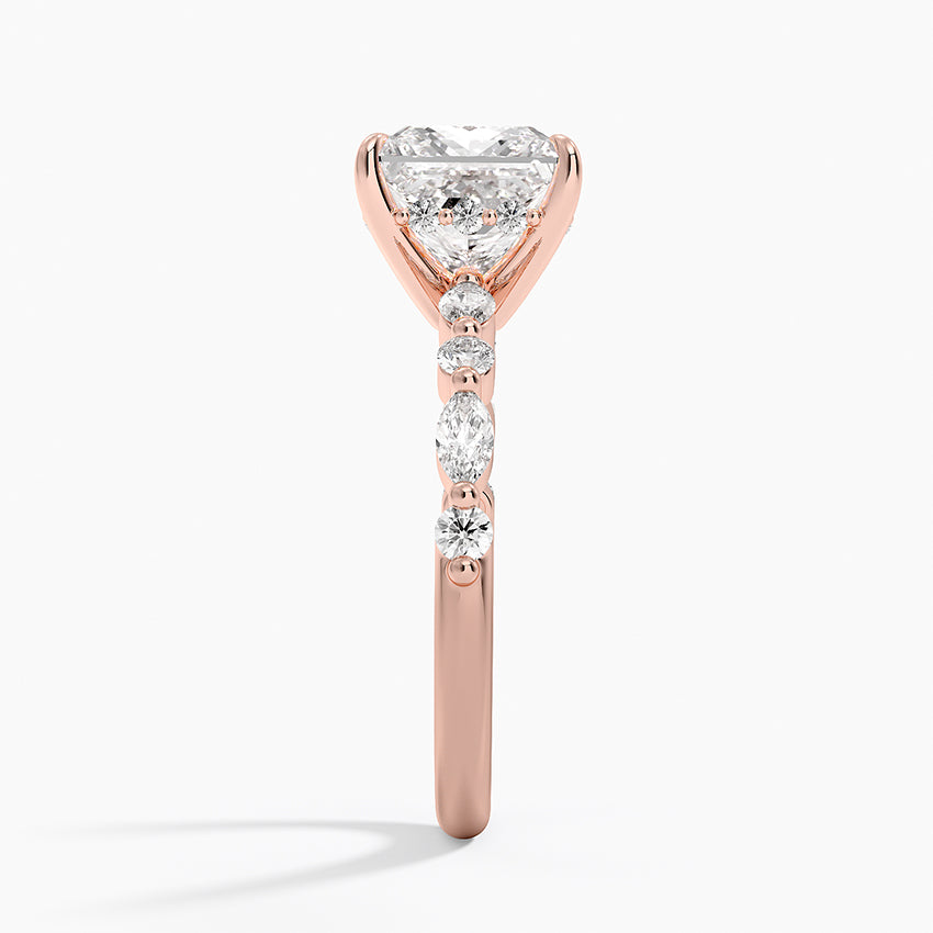 2.50 Karat Prenses Kesim Hidden Halo Tasarım Tektaş Laboratuvar Pırlanta Yüzük - Tokyo - Bold Diamonds