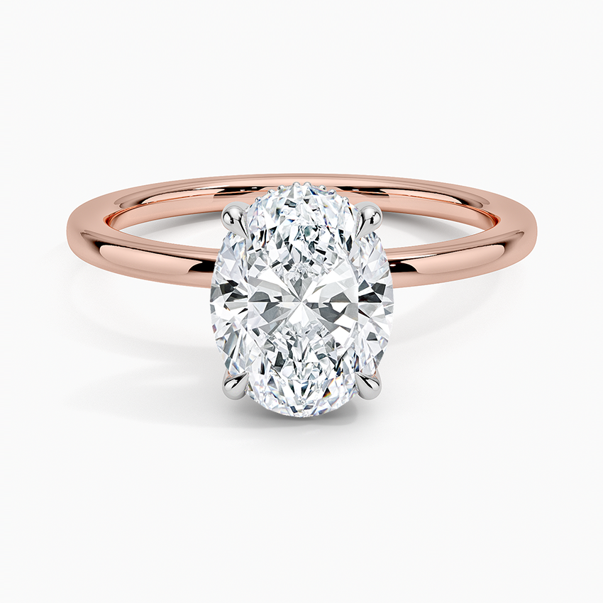 2.10 Karat Oval Kesim Hidden Halo Tasarım Tektaş Laboratuvar Pırlanta Yüzük 18K - Elora - Bold Diamonds