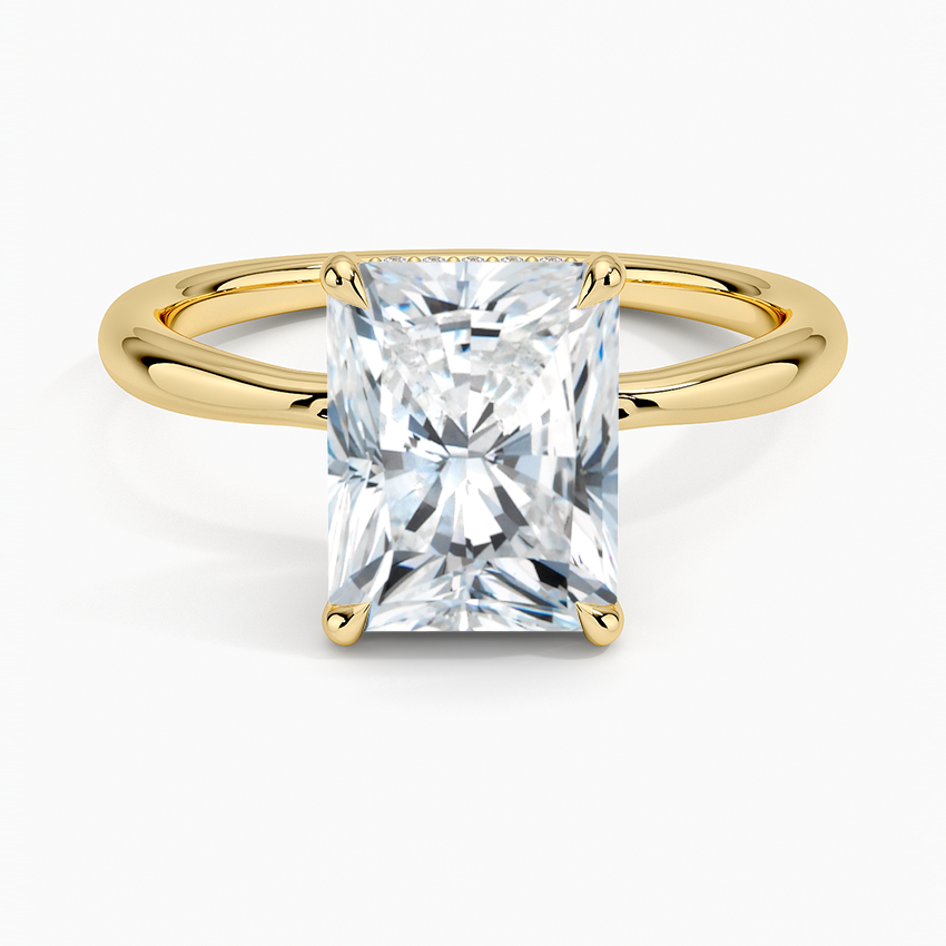 2.10 Karat Radiant Kesim Hidden Halo Tasarım Tektaş Laboratuvar Pırlanta Yüzük 18K - Alvora - Bold Diamonds