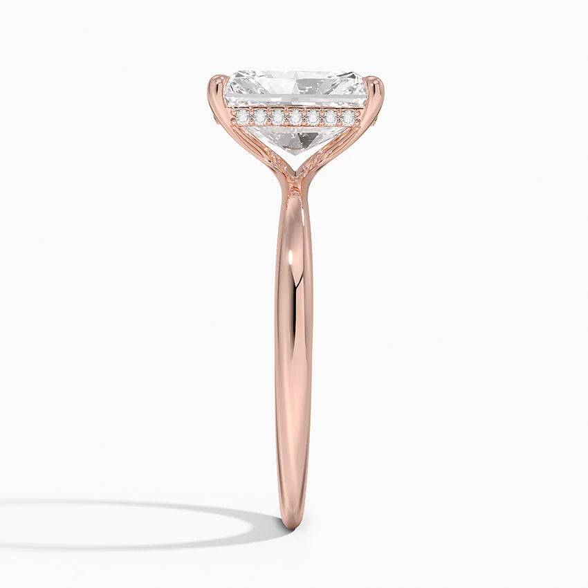 2.10 Karat Radiant Kesim Hidden Halo Tasarım Tektaş Laboratuvar Pırlanta Yüzük 18K - Alvora - Bold Diamonds