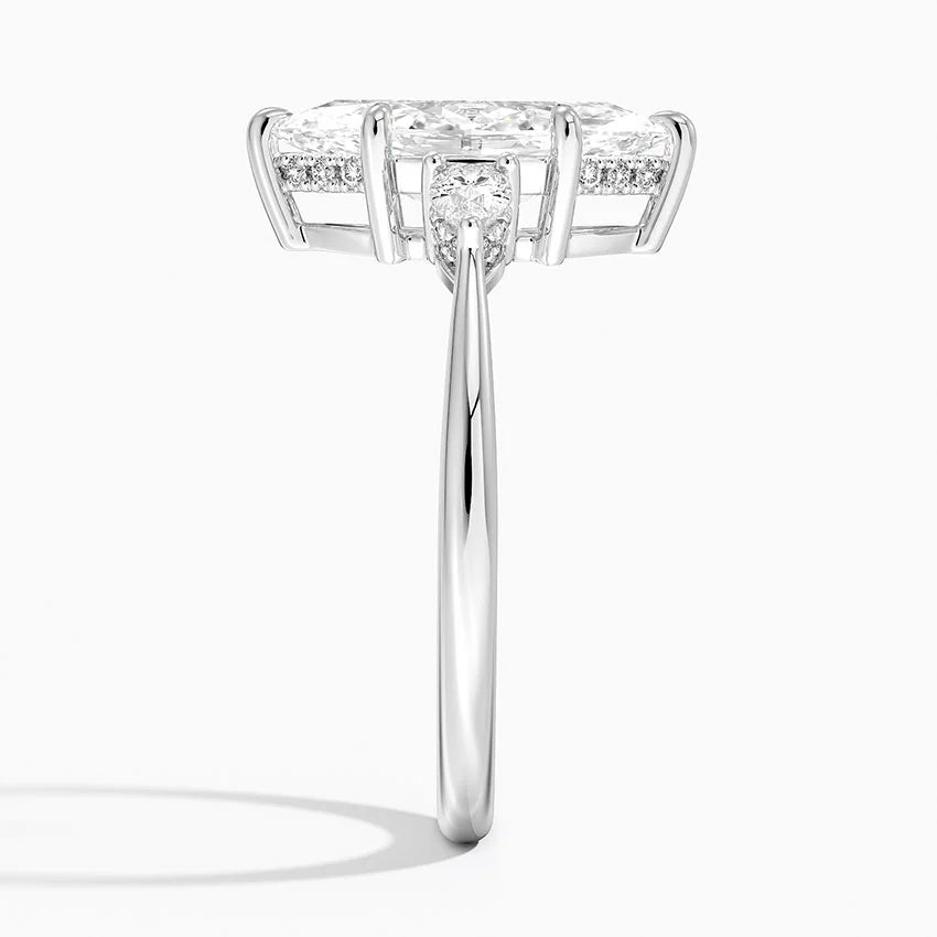 2.50 Karat Marquise Kesim Hidden Halo Tasarım Tektaş Laboratuvar Pırlanta Yüzük - Madrid