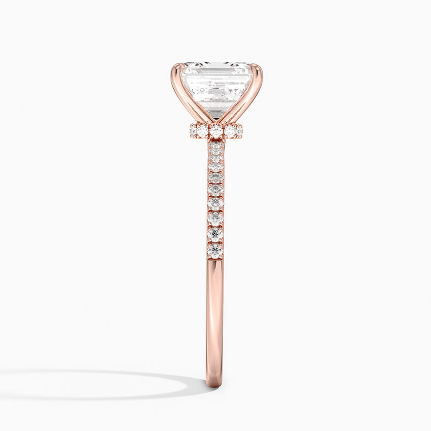 2.25 Karat Asscher Kesim Hidden Halo Tasarım Tektaş Laboratuvar Pırlanta Yüzük - Filora - Bold Diamonds