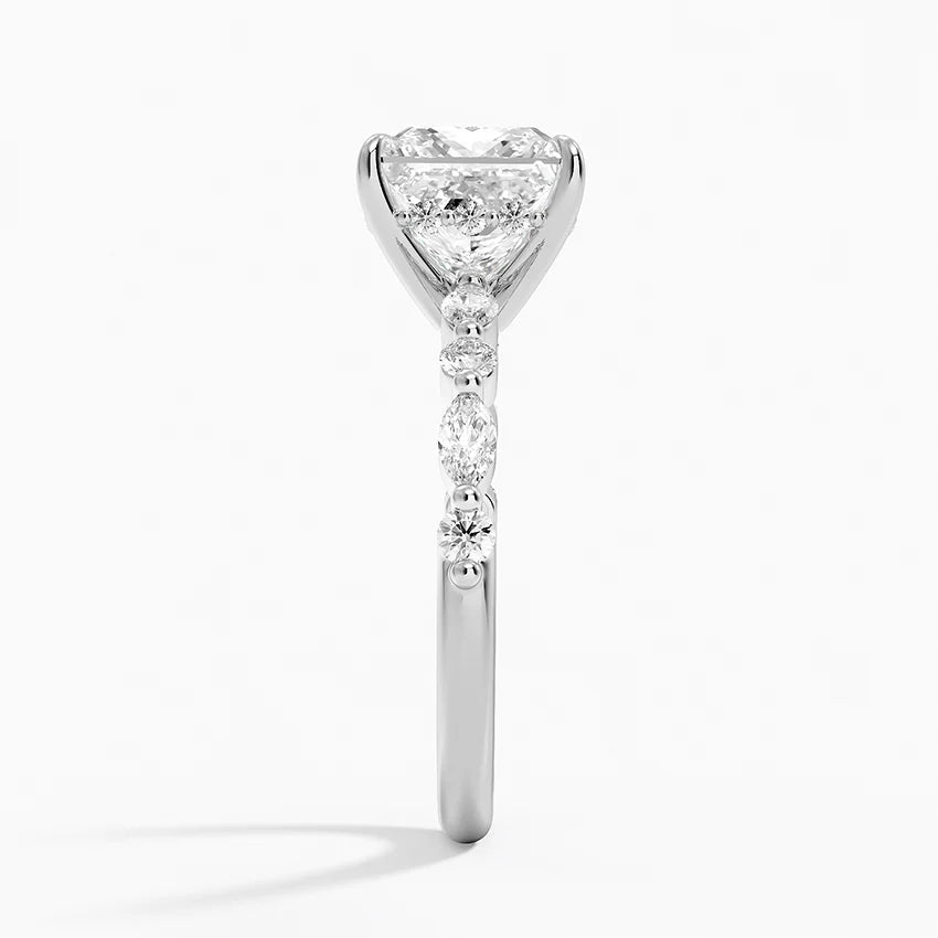 1.60 Carat Princess Halo Design Solitaire Lab Diamond Ring 18K - Florina