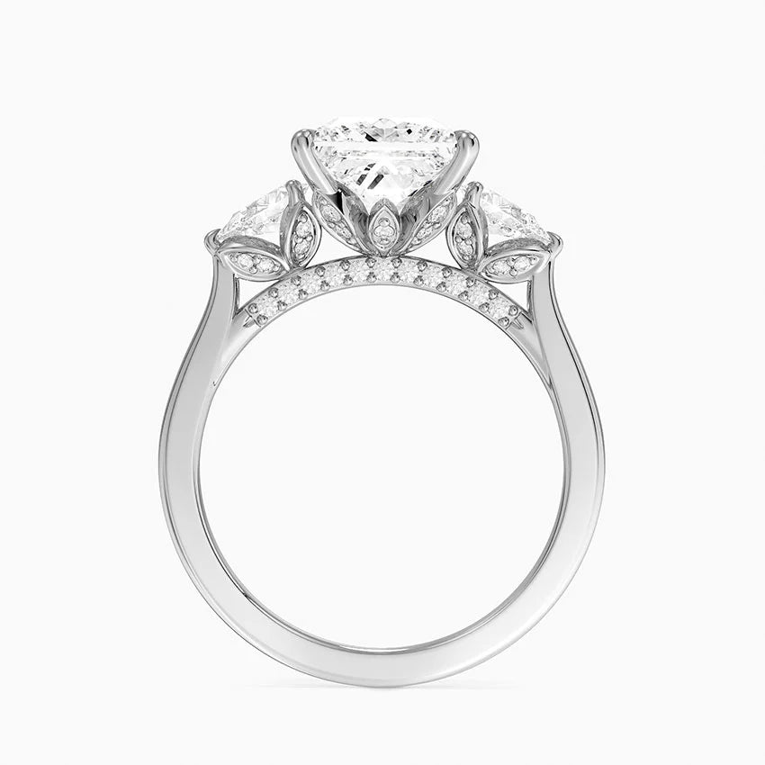 1.60 Carat Princess Halo Design Solitaire Lab Diamond Ring 18K - Florina