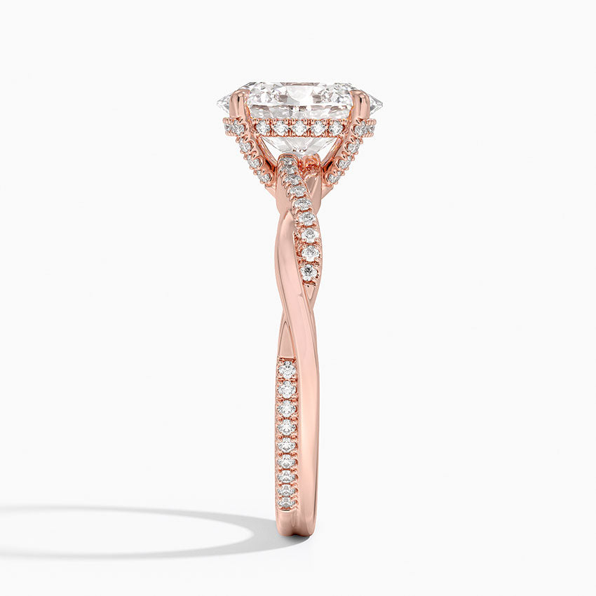 2.25 Karat Oval Kesim Hidden Halo Tasarım Tektaş Laboratuvar Pırlanta Yüzük 18K - Talora