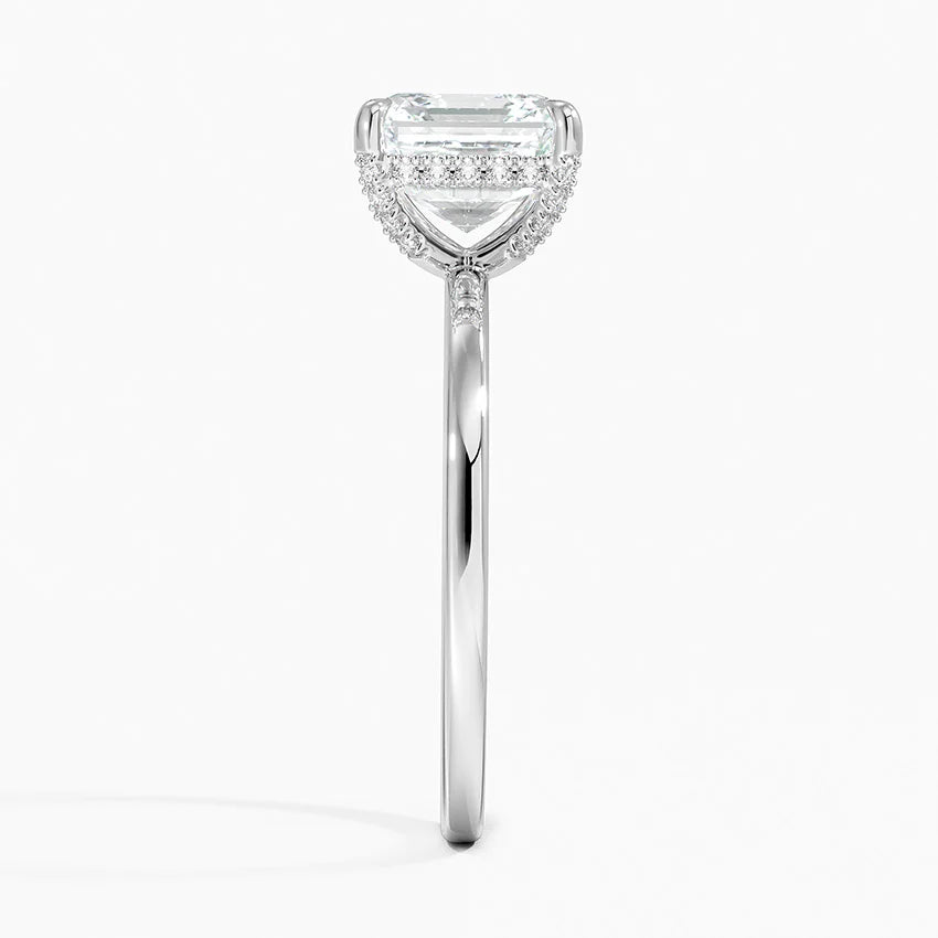 2.15 Karat Asscher Kesim Hidden Halo Tasarım Tektaş Laboratuvar Pırlanta Yüzük - Valencia