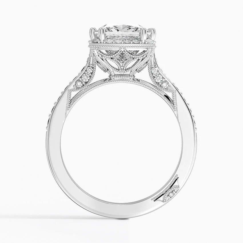 2.50 Prenses Kesim Halo Tasarım Tektaş Laboratuvar Pırlanta Yüzük 18K - Tilara