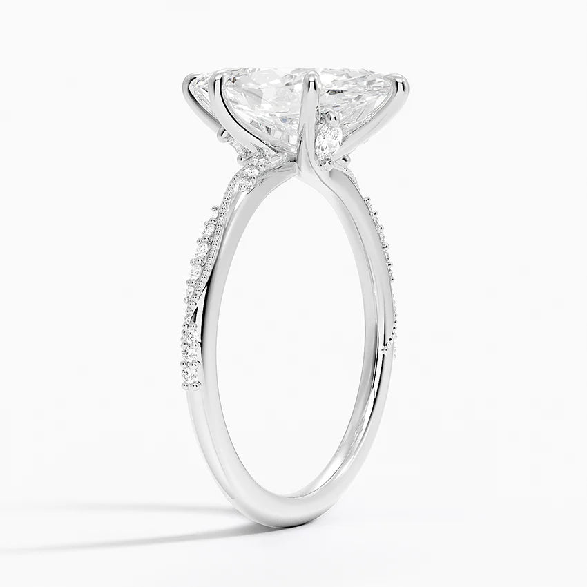 2.25 Karat Marquise Kesim Hidden Halo Tasarım Tektaş Laboratuvar Pırlanta Yüzük 18K - Melora - Bold Diamonds