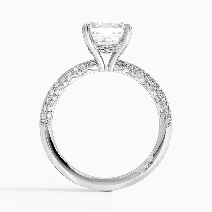 2.50 Karat Emerald Kesim Hidden Halo Tasarım Tektaş Laboratuvar Pırlanta Yüzük - Geneva