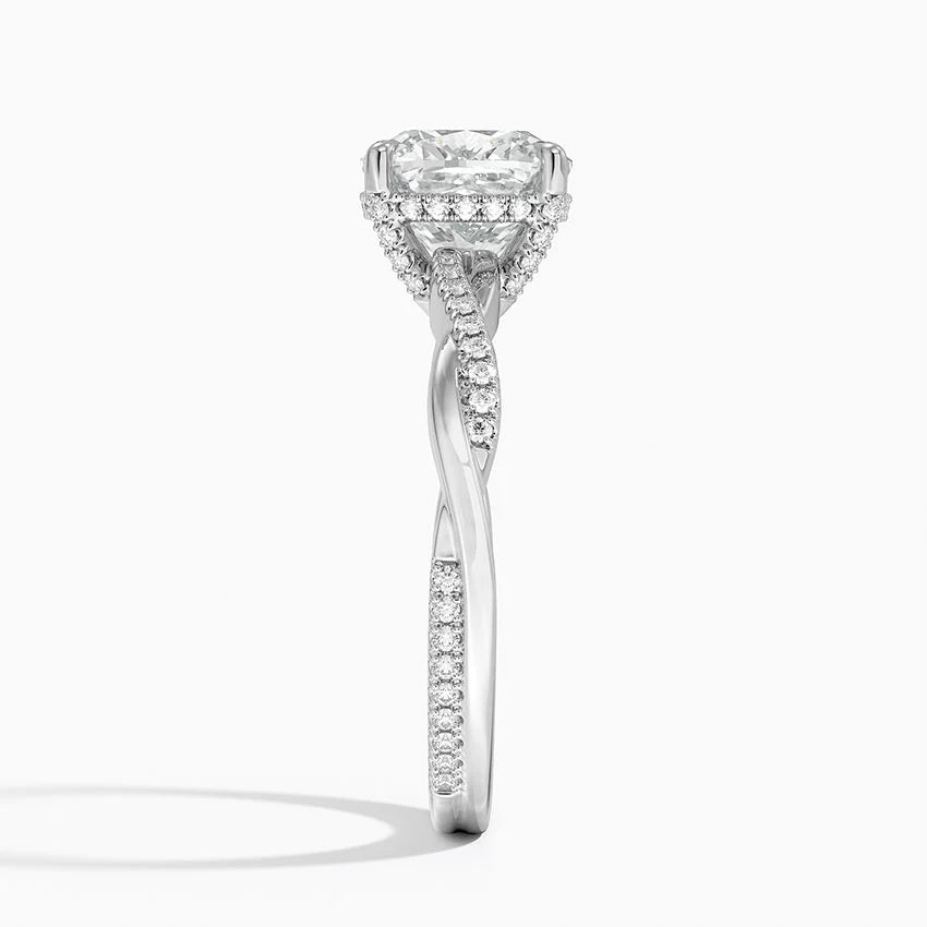 1.60 Carat Princess Halo Design Solitaire Lab Diamond Ring 18K - Florina