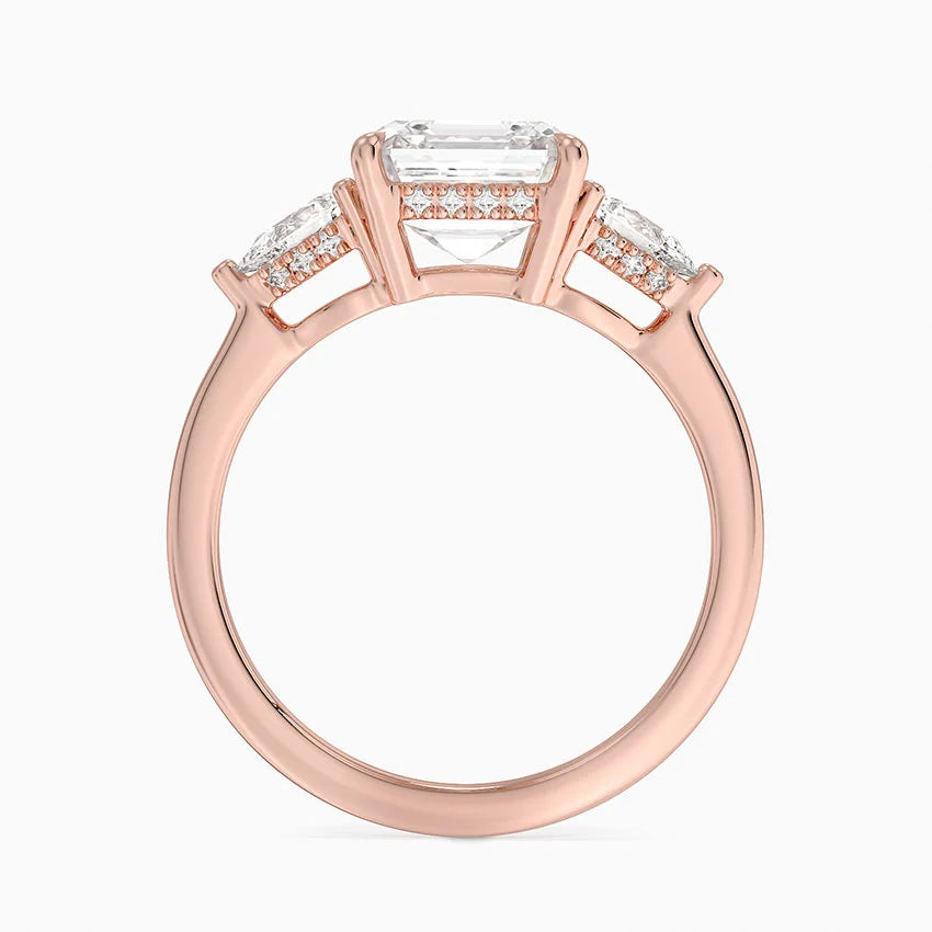 2.50 Asscher Kesim Hidden Halo Tasarım Tektaş Laboratuvar Pırlanta Yüzük - Nilora