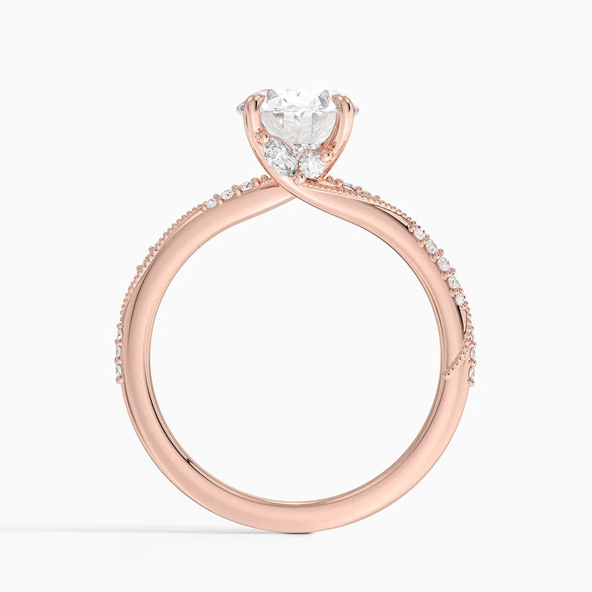 2.25 Karat Oval Kesim Hidden Halo Tasarım Tektaş Laboratuvar Pırlanta Yüzük 18K - Melora