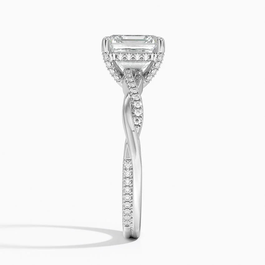 2.25 Karat Asscher Kesim Hidden Halo Tasarım Tektaş Laboratuvar Pırlanta Yüzük - Riga
