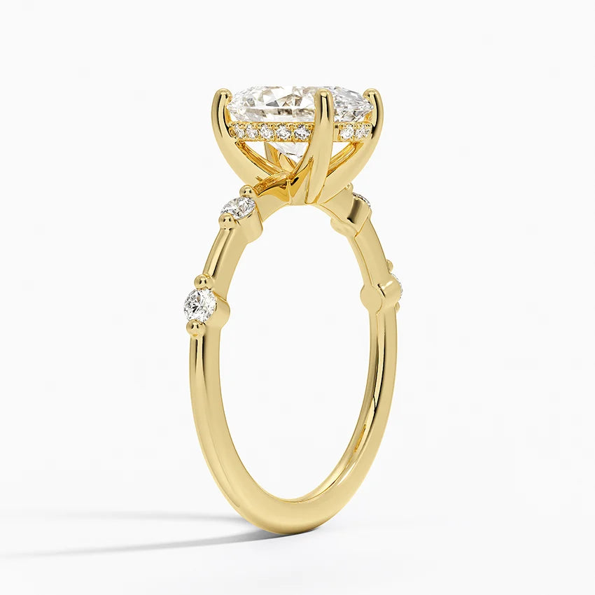 2.20 Karat Oval Kesim Hidden Halo Tasarım Tektaş Laboratuvar Pırlanta Yüzük - Nice