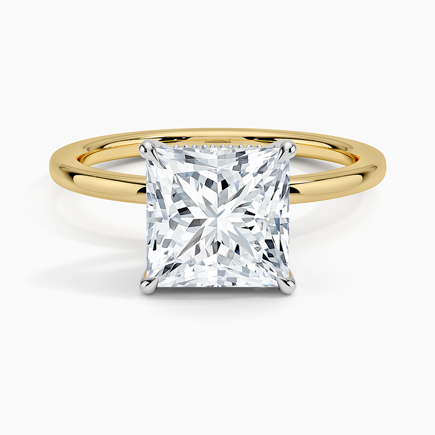 2.10 Karat Prenses Kesim Hidden Halo Tasarım Tektaş Laboratuvar Pırlanta Yüzük 18K - Elora - Bold Diamonds