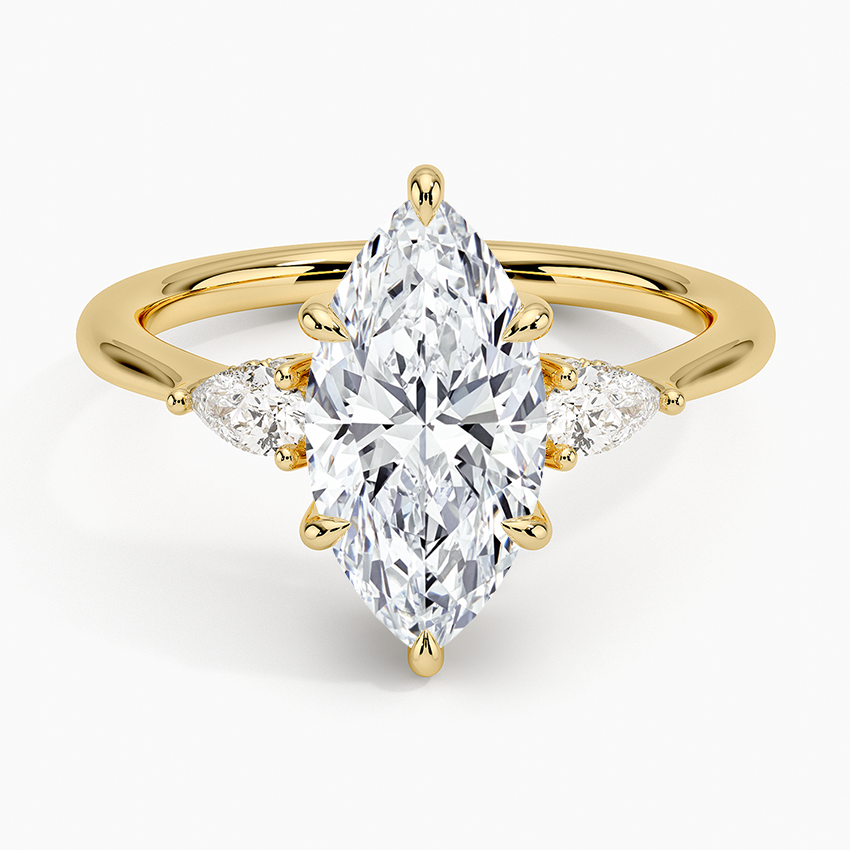 2.50 Karat Marquise Kesim Hidden Halo Tasarım Tektaş Laboratuvar Pırlanta Yüzük - Madrid