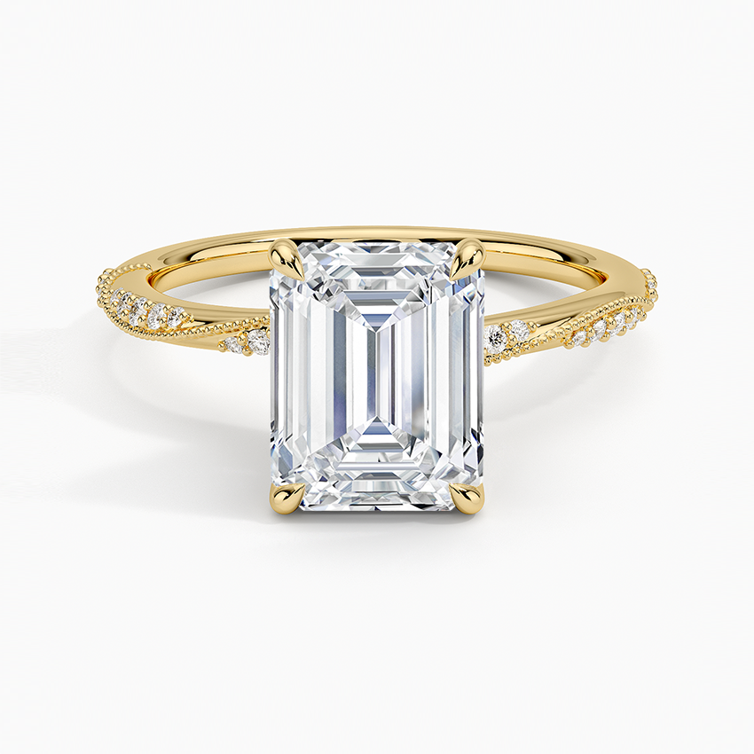 2.25 Karat Emerald Kesim Hidden Halo Tasarım Tektaş Laboratuvar Pırlanta Yüzük 18K - Melora