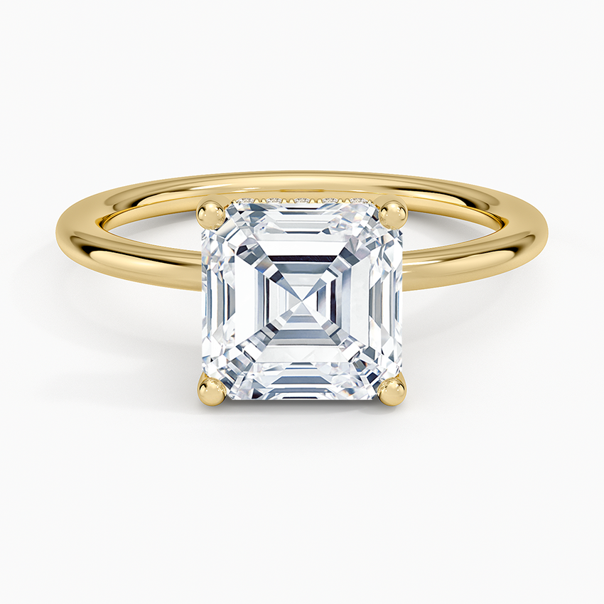 2.10 Karat Asscher Kesim Hidden Halo Tasarım Tektaş Laboratuvar Pırlanta Yüzük - Lucerne