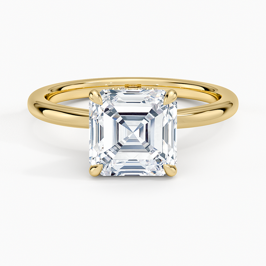 2.15 Asscher Kesim Hidden Halo Tasarım Tektaş Laboratuvar Pırlanta Yüzük - Vilora