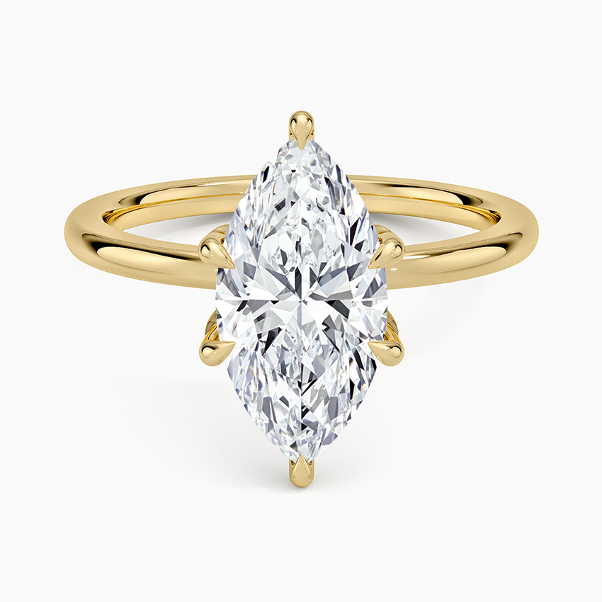 Altı Tırnak 2.15 Karat Marquise Kesim Hidden Halo Tasarım Tektaş Laboratuvar Pırlanta Yüzük - Delora - Bold Diamonds