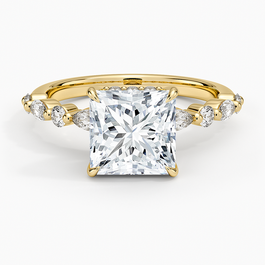 1.60 Carat Princess Halo Design Solitaire Lab Diamond Ring 18K - Florina